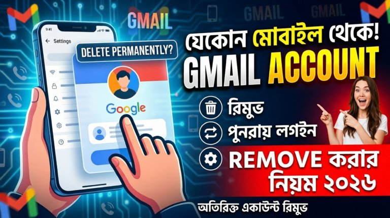 যেকোন মোবাইল ফোন থেকে জিমেইল একাউন্ট রিমুভ করার নিয়ম ২০২৬