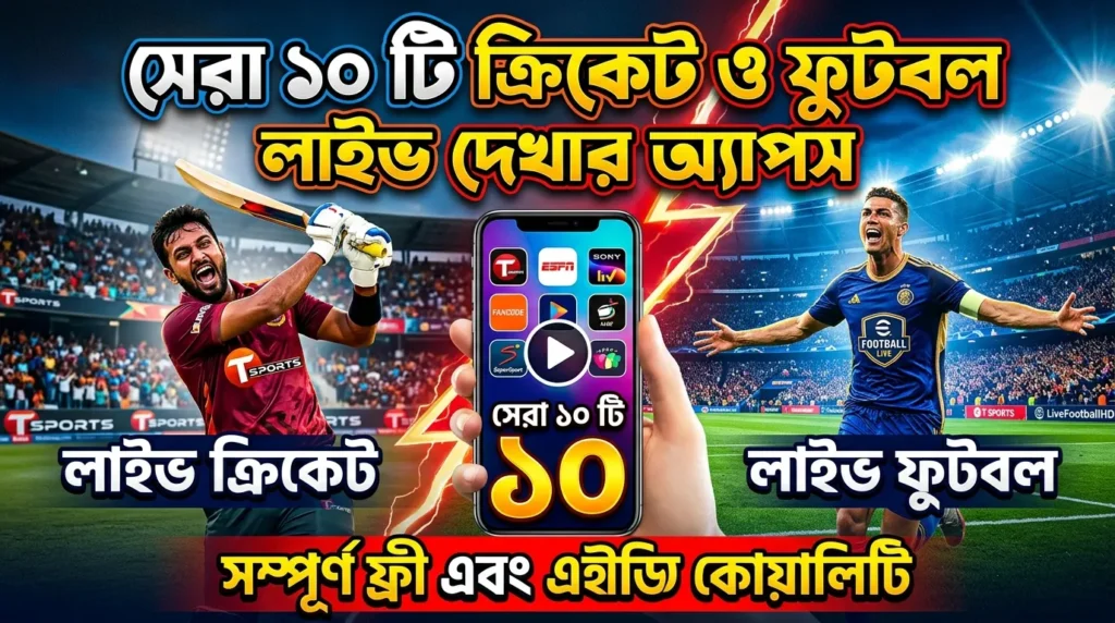 ক্রিকেট ও ফুটবল লাইভ ভিডিও দেখার সেরা ১০ টি অ্যাপস