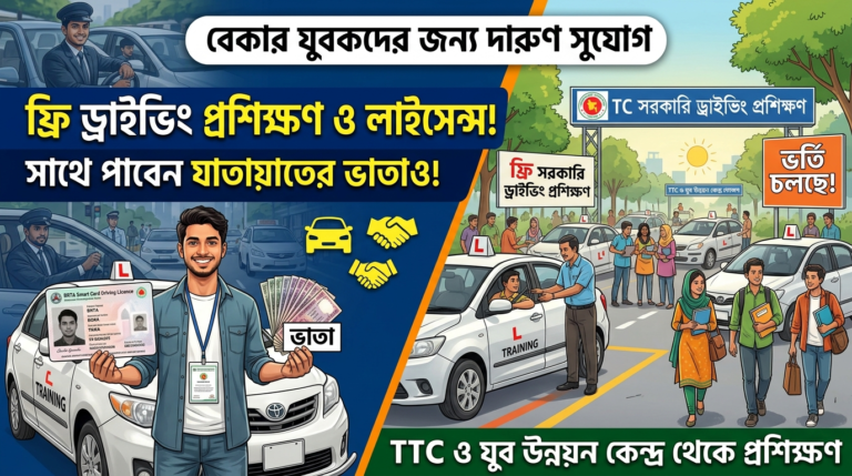 ড্রাইভিং প্রশিক্ষণ শিখে ফ্রি ড্রাইভিং লাইসেন্স ও যাতায়াতে ভাতা