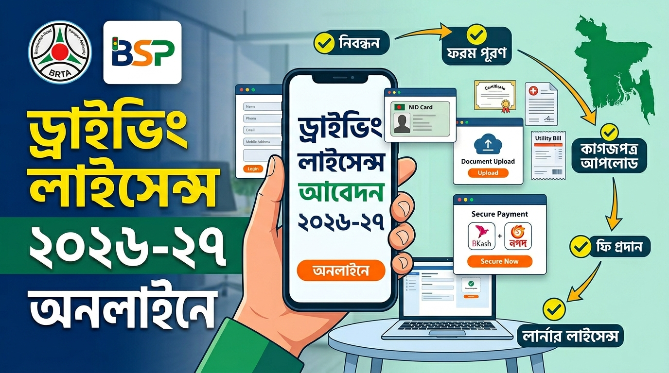 ড্রাইভিং লাইসেন্স অনলাইনে আবেদন করার নিয়ম